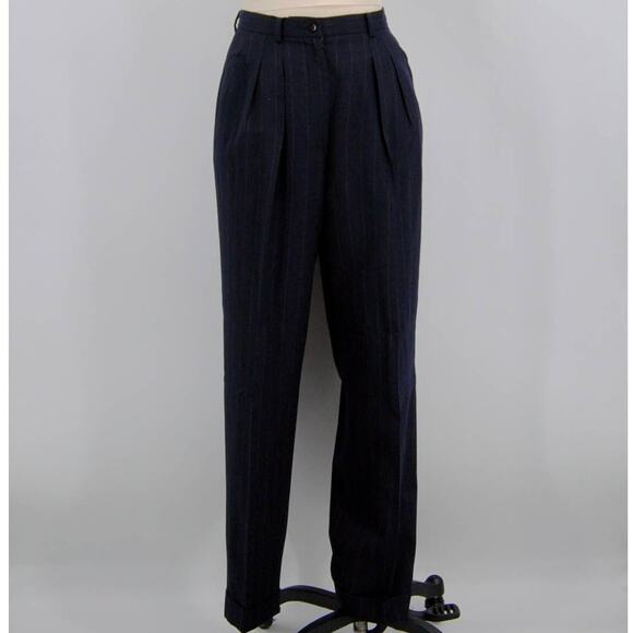 Vintage DKNY Wool Pin Strip Pants - Picture 1 of 5